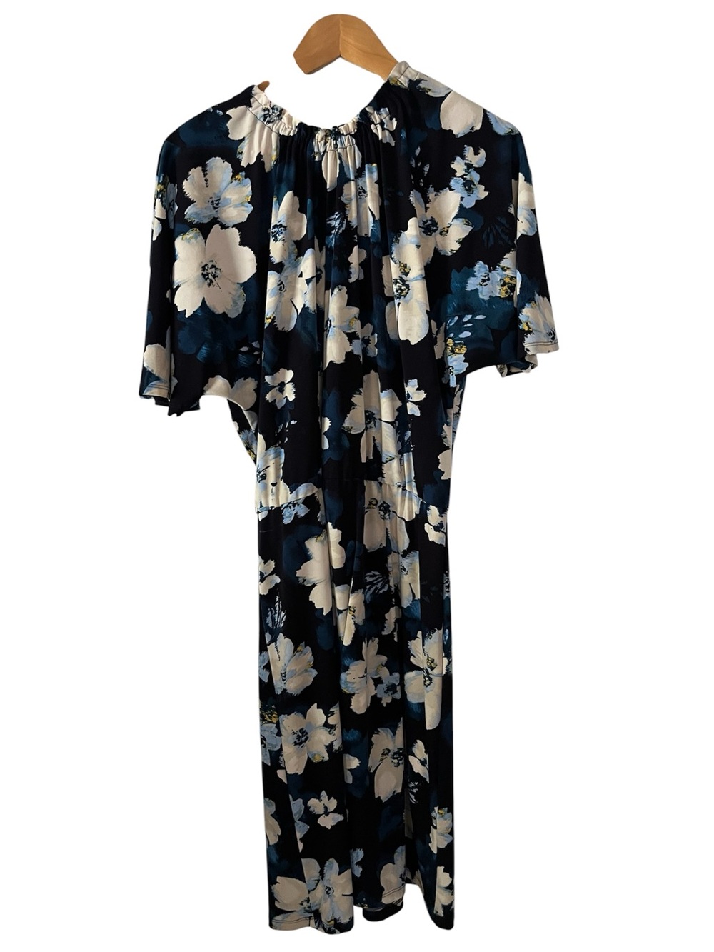 Maggy London Sz12 Navy and Cream Floral Women's Midi Dress
